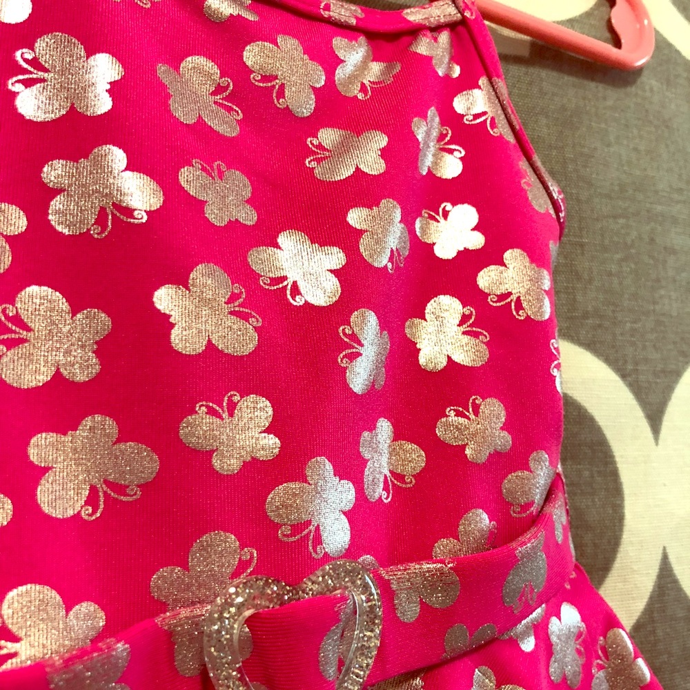Infant Pink Bathing Suit with Silver Butterflies